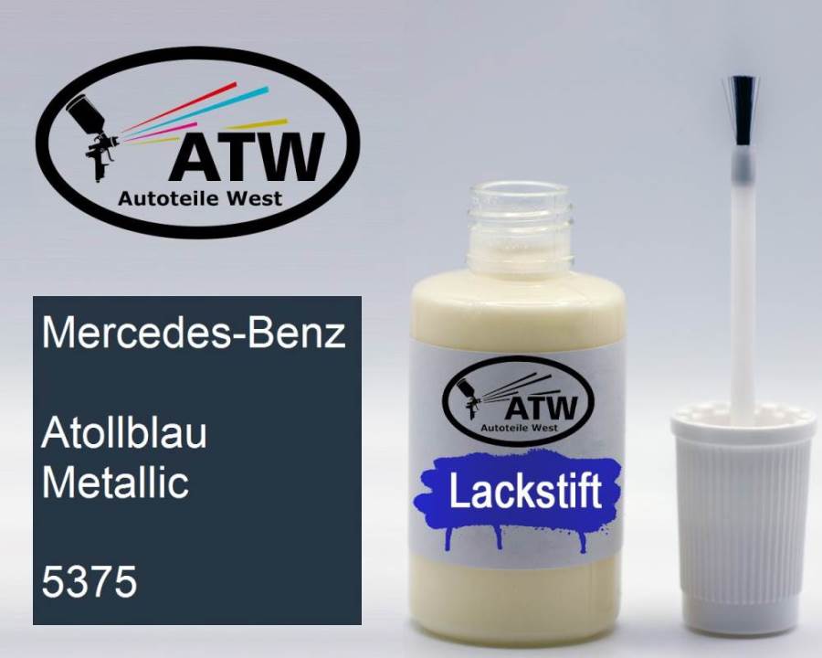 Mercedes-Benz, Atollblau Metallic, 5375: 20ml Lackstift, von ATW Autoteile West.